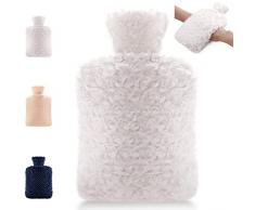 Journy borsa dellacqua calda,2L borsa acqua calda,Fodera in Peluche Morbida,boule acqua calda,borsa acqua calda grande per Alleviare il Dolore-albicocca