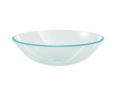 vidaXL Lavabo in Vetro Temprato Bagno Lavanderia 42cm Trasparente Lavandino