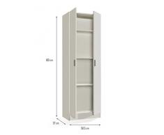 Furniturefactor Kawai A3 Armadio Multiuso, 59 x 37 x 180 H, melamina, White, 180 x 59 x 37 cm