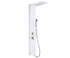 HENGMEI Pannello doccia in acciaio inox spazzolato, set doccia con doccia a pioggia, doccia massaggiante, doccia a cascata, doccetta (bianco)