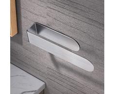 Bagno Portasciugamani 22cm, KSAZIOUK Portasciugamani Adesivo Acciaio Inossidabile Porta Asciugamano per Bagno e Cucina (Argento)