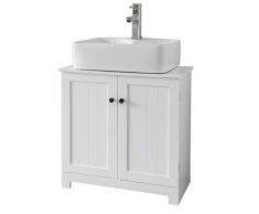 SoBuy Mobile sottolavabo per Bagno con 2 Ante L60*P29*A60 cm, Bianco, BZR18-W