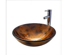LHQ-HQ Bathroom Lavandino Vetro temperato contatore Bacino al di sopra Bagno Art Bacino Round Thin Side Lavabo Bella Pratico (Color : Metallic)