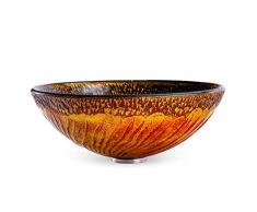 Lavandino Artistico Per Nave Per Bagno, Lavandino Moderno in Vetro Temperato Tondo Lavabo, Ciotola Da Appoggio Sopra La Nave, Diametro Del Foro Di Scarico: 45MM (420X145mm),B2