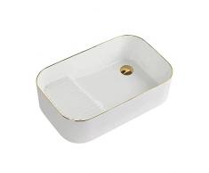 Lavabo dappoggio Lavandino da bagno in porcellana bianca Lavandino da bagno rettangolare sopra il bancone Lavandino in porcellana Lavabo da bagno Lavandino da toeletta Lavabo artistico con scarico a