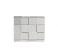 Web Convenienza Mobile Lavabo Bagno con Cassetti Moderno - Mobiletto Lavandino Bagno - Mobile Bagno a Terra Completo - Colore Bianco Lucido (100 cm, Vasca Singola)