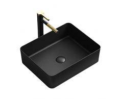 Lavabi da bagno 19x 15 moderno opaco bagno vaso lavabo lavabo rettangolo vaso sopra contatore lavabo lavabo vaso lavabo in porcellana lavabo arte Lavello da appoggio (Color : Nero)