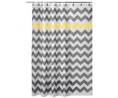 Tende da Doccia Liz.Lia Shower Curtain con Tessuto Idrorepellente in Poliestere per Bagno Impermeabile Effetto Anti-Muffa (180 x 180 cm,12 Anelli Inclusi)-Giallo
