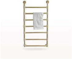 Scaldasalviette a Parete Scaldasalviette in, Scaldasciugamani elettrici riscaldati per Bagno in Acciaio Inossidabile 7 Barre placcatura in Oro 200 Watt (Colore : Hardwiringleftexit)