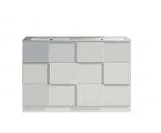 Web Convenienza Mobile Doppio Lavabo Bagno con Cassetti Moderno - Mobiletto Lavandino Bagno - Mobile Bagno a Terra Completo - Colore Bianco Lucido (120 cm, Doppia Vasca)