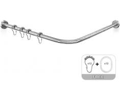 Asta per tende da doccia e vasca da bagno, in acciaio inox, forma a L, estensibile , 70-100*110-170 CM, 70-100 * 110-170 CM