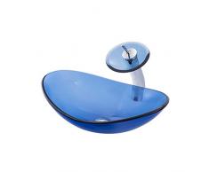 Towero Lavandino del Bagno in Vetro temperato sopra Il lavabo del Bacino di Arte del Bacino di Arte Bacino di Vetro Blu (Color : Oval)