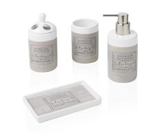 BRANDANI 54885 ACCESSORI BAGNO NATURAL SENSE GRIGIO MELANGE SET 4 PEZZI IN STONEWARE