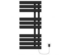 ESOP Scaldasalviette Elettrico Nero Radiatore Scaldasalviette 1100 * 500 mm 230 W Termoarredo Elettrico da Bagno Termostato Intelligente Asciugabiancheria da Parete Stendino Elettrico, Linea Destra