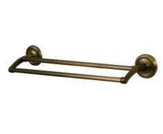Bisk 00411 Deco Porta Asciugamani a Barra Doppia con Finitura in Colore di Ottone Anticato, 61 x 67 x 14 x 7.5 cm