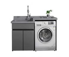 Mobile da Bagno Balcone in alluminio Lavatrice combinazione di armadietti con lavabo e cassettiera lavanderia armadietto integrato Mobiletto per Lavandino Bagno ( Length : 100CM/39.4 inch )