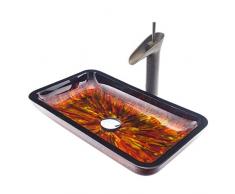 KOSGK Lavabo Deluxe Bagno Lavabo Rettangolare in Vetro Lavabo Lavabo Lavabo in Vetro Lavabo da Appoggio Quadrato Ware