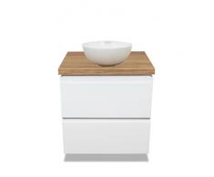VBChome Mobile da bagno, 50 cm, bianco Stella, lavabo da appoggio senza foro per rubinetto, 36 x 36 cm, piccolo lavabo con mobiletto per lavabo, 2 cassetti, modulo, moderno