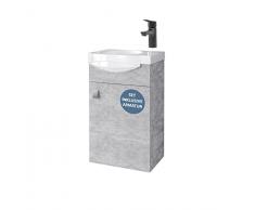 Planetmöbel Mobile sottolavabo 40 cm in cemento con lavandino e rubinetto, colore nero opaco, per WC ospiti