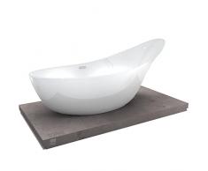 Vasca da bagno freestanding SOPHIE - bianco lucido - 190 x 80 x 82,80 cm - rubinetteria opzionale, Rubinetti a scelta:Senza rubinetteria, Sistema drenaggio:Senza sistema di drennaggio