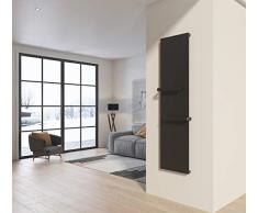 Radiatore scaldasalviette design piatto a piastra con portasciugamani termoarredo verticale (Bianco opaco, 120x45)