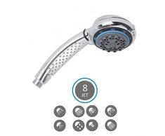 Soffione Doccia Multifunzionale ad Alta Pressione, Doccetta Massaggio Universale per Bagno, 8 getti Naos