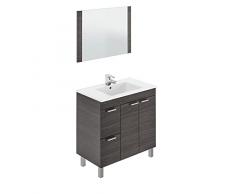 Dmora Mobile sottolavabo Ante battenti e Due cassetti, Colore Grigio Cenere, cm 80 x 80 x 45