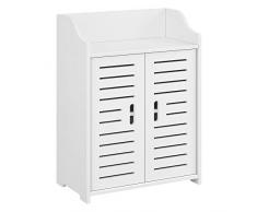 [en.casa] Armadietto da Bagno a Terra con 2 Ante e Ripiani 62 x 45 x 25 cm Mobiletto Armadio da Bagno con Sportelli di Design - Bianco