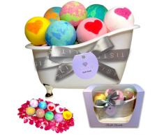 Bombe Da Bagno ELITISTE - New Set Vasca 9 Bath Bombs - Confezione Idea Regalo Bombe Bagno VEGANE Profumate Per Amica, Compleanno, Bambini, Originale, Anniversario, Ecosostenibili e Effervescenti