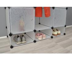TS Ideen 5140 Armadio Guardaroba Completo di Scarpiera, Mobiletto da Bagno, Armadio da Cameretta, 9 Scomparti, Barra Appendiabiti
