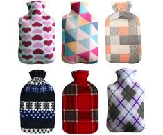 2 pezzi Borsa Acqua Calda da 2 Lt in pvc,Borsa dellacqua calda con copertura morbida in peluche, Boule Acqua Calda per Alleviare il Dolore, Schiena, Collo e Spalle per Calde Notti (peluche)