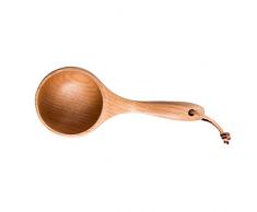 Walkretynbe Cucchiaio di legno portatile Riso Scoop Sauna Acqua Mestolo Bailer Utensile da cucina Misurino tazza di riso Khaki