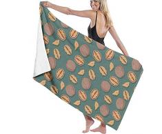 BLANKNTC Telo da Bagno,Salviette da Bagno,Asciugamano,Asciugamano da Bagno in Microfibra di Noce Maturi per Piscina,Yoga,Campeggio,Sport,attività AllAperto,Nuoto,Sauna,Viaggi,Spa 130X80Cm