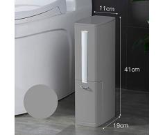 Qiaogth Multi-Funzione Cestino può, Home Bagno Stretta Portaspazzola WC, Rettangolare Cestino per la Carta igienica-Grigio 19x11x41cm(7x4x16inch)