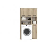 ADGO Marpol - Set da bagno 30 x 96 x 183 cm, armadietto per lavatrice e scaffale da bagno, sovrastruttura per lavatrice, armadietto per lavatrice, armadietto alto (spedizione in 2 pacchetti) (Sonoma)