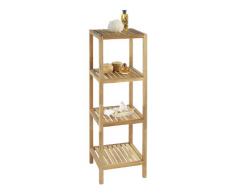 WENKO 18618100 Scaffale per il bagno e la casa Norway con 4 ripiani - 4 piani, Legno Noce, 36 x 112 x 36 cm, Noce