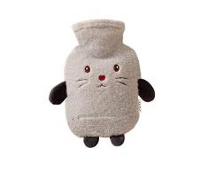 Xfeyaqlo Borsa DellAcqua Calda, Borsa Acqua Calda, Motivo carino morbido peluche, Buon regalo per la famiglia o la fidanzata (1000ml,grigio)