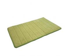 Dosige Tappeto da bagno in velluto corallo, tappeto da pavimento in cotone di memory, a righe verticali da cucina, 40 × 60 cm (verde)