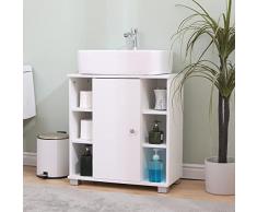 IKAYAA Mobile Lavabo Bagno Sottolavabo Scaffale Sotto lavello Organizer Armadio di stoccaggio multifunzionale a 3 livelli Mobiletto Sottolavandino Armadietto