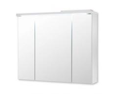 POOL Mobile da bagno a specchio con illuminazione LED in bianco - moderno armadietto specchio da bagno con molto spazio - 80 x 69 x 20 cm