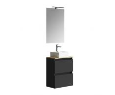 Baikal Maia, Melammina 16 mm Ceramica Specchio Mobili da Bagno con lavabo, Nero, 50 X 60 X 30
