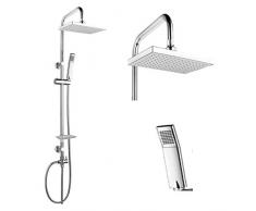 Colonna Doccia Attrezzata 026 Ottone Cromato Soffione Quadro Doccetta