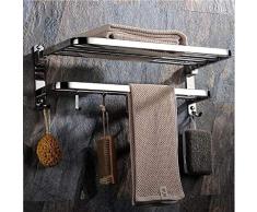 XIAJIA-Mensola da parete portasciugamani in acciaio inox lucido Scaffale porta asciugamani con barre, stile hotel.40 * 24 * 19.5 Cm