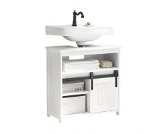 SoBuy Mobile lavabo con anta scorrevole Armadietto sotto lavabo Bianco 60x30x62cm BZR61-W