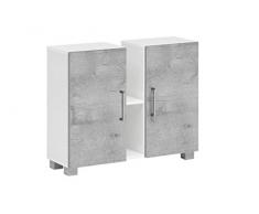 Schildmeyer Samu Mobile sottolavabo 147717, Plastica Metallo, Bianco Lucido/Grigio Pietra, 70,5 x 59 x 23,5 cm