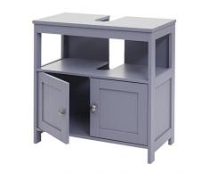 Mendler Arredo bagno mobile sottolavabo HWC-B63 MDF verniciato 30x60x60cm grigio