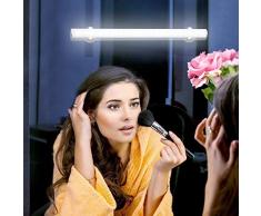 Lixada Lampada a specchio Applique da bagno LED Luci LED Specchio da Bagno Trucco Luce Lampada LED da Parete Controllo Touch Luce di Trucco Wireless Ricaricabile per Specchio