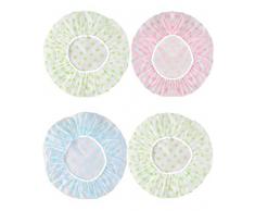 4 Pezzi Cuffia Doccia Riutilizzabile Impermeabile Cuffia da Bagno Elastica Grande Shower Caps, Capelli Protezione per Donna Doccia Spa Salon Bagno Uso Domestico