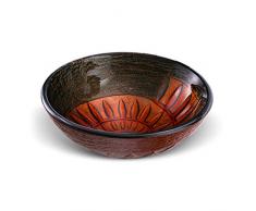 Lavandino Artistico Per Nave Per Bagno, Lavandino Moderno in Vetro Temperato Tondo Lavabo, Ciotola Da Appoggio Sopra La Nave, Diametro Del Foro Di Scarico: 45MM (420X145mm),E1