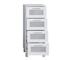 Trendteam Bagno Armadio Cassettiera Florida, 35 x 89 x 33 cm in bianco, con cassetti, molto capiente